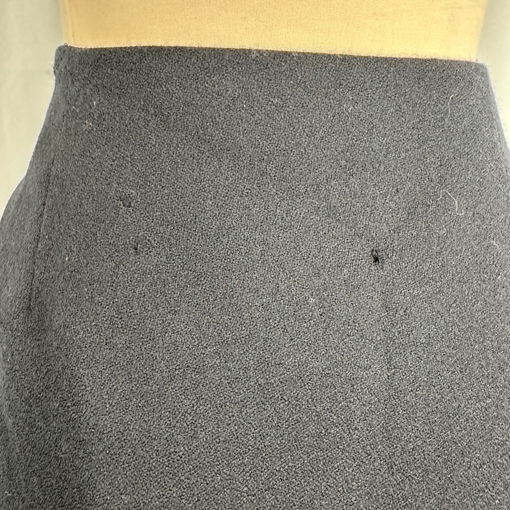 Vintage Harvé Benard Black Wool Maxi Skirt Women's Size 8 Asymmetrical Vent - Picture 10 of 10